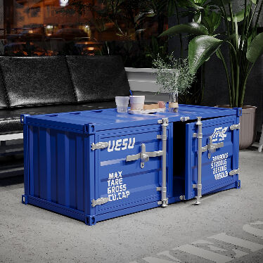 Tavolo per tamburi di olio industriale personalizzato Tavolo da tè in ferro blu Per soggiorni, palestre