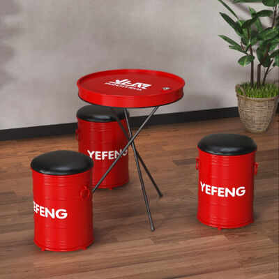 Goede prijs Aangepaste olievat stoel rode ijzeren tafel en stoel voor hotels en restaurants online