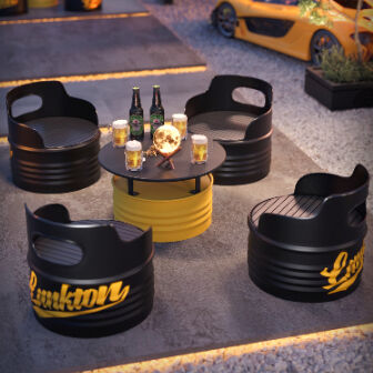 Bom preço Conjunto de cadeiras de café de metal industrial premium, mesa de bar, móveis de ferro para hotéis ao ar livre, clube on-line