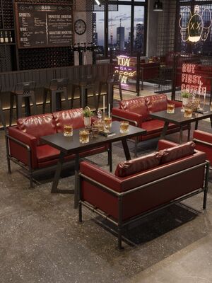 Bom preço Mesa de sofá estilo industrial em metal para loja de chá com leite, churrascaria e cadeira de café on-line