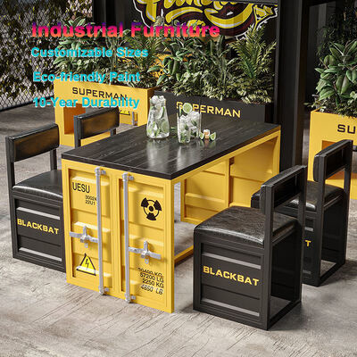 Guter Preis Luxuriöses Vintage-Restaurant-Möbel-Set im industriellen Stil, Eisenbehälter für Milchtee-Shop, Café, Esszimmerstuhl, Tisch Online