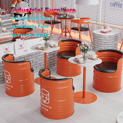 Qualidade Conjunto de Mesa e Cadeira Industrial de Metal com Estrutura de Ferro Durável, Estofamento Premium em Couro PU e Design Compacto fábrica